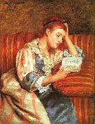 Mary Cassatt Mrs Duffee Seated on a Striped Sofa, Reading china oil painting reproduction